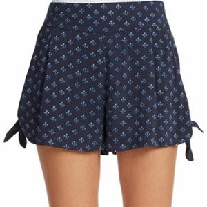 Free People Blue Printed Sheilas Side Tie Shorts